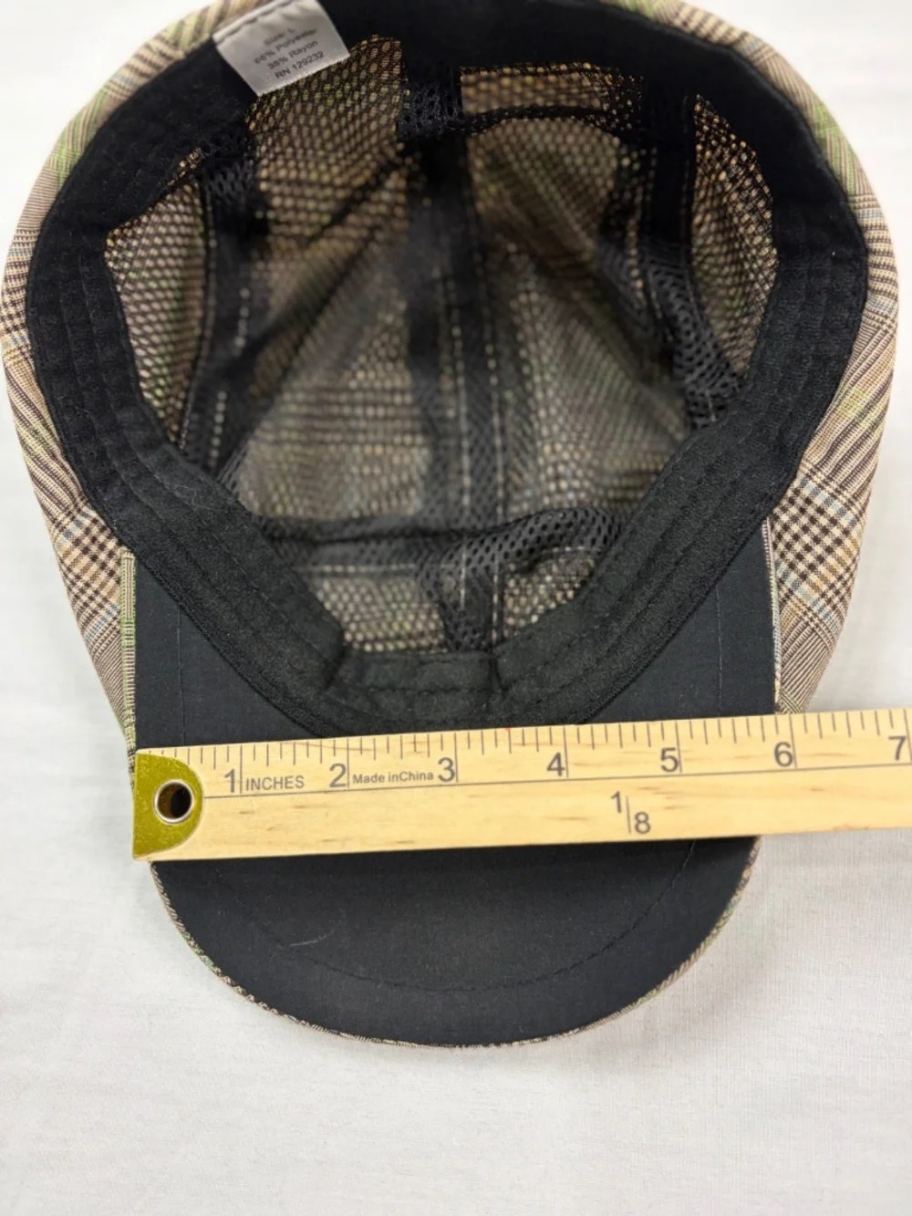 Paddy's Old Irish Whiskey Plaid Ivy Cap Flat Hat Mens Size L Glen Check Promo